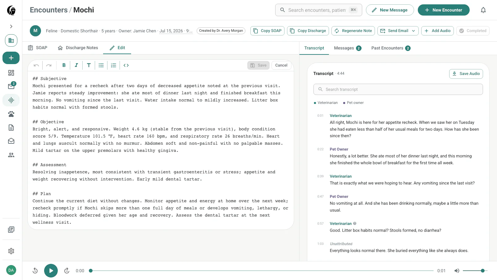 Encounter SOAP editor with formatting, Save, and Cancel controls